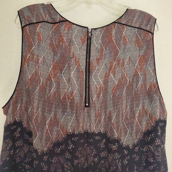 Daniel Rainn Top Hi-Low Sleeveless Blouse Womens Size Large Geometric Lace Print - Picture 8 of 15